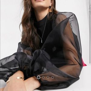 Black ASOS top with puffy sleeve